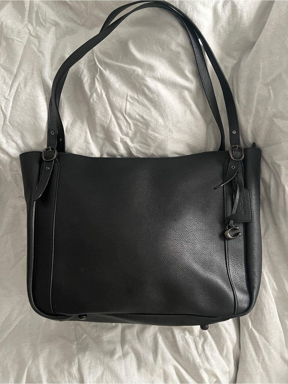Coach Alana Tote Bag Black Pebbled Leather